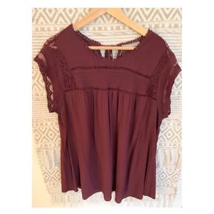 Daniel Rainn Maroon Lace Detail Blouse